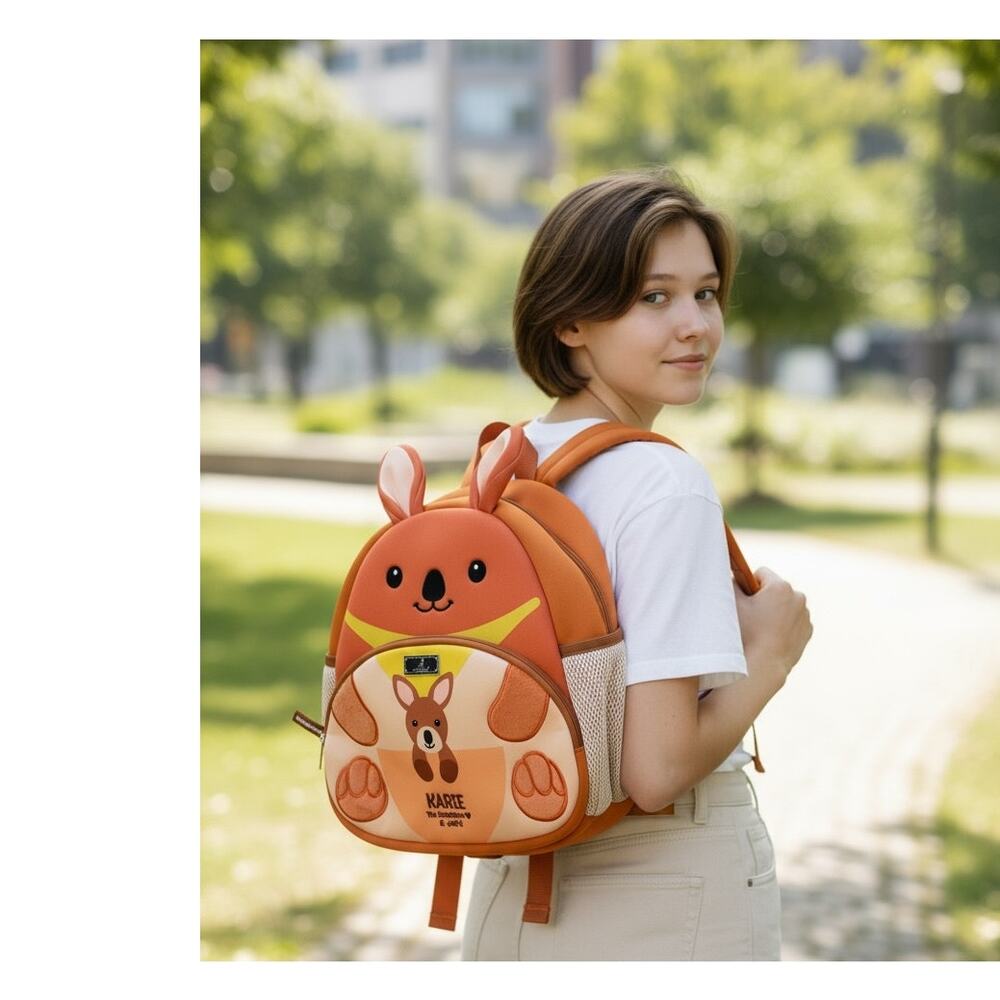 BabbleRoo Kids Toddler Backpack Karie Kangaroo Animal Orange Reflective NEW